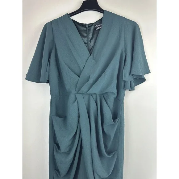 City Chic Braelynn Maxi Dress Emerald Tulip Flutter S Plus Size 16 Wedding *Flaw - Picture 7 of 16